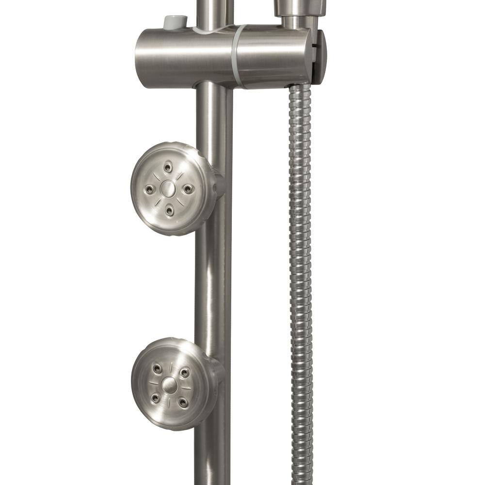 PULSE Showerspas Lanikai 7-Spray Patterns with 1.8 GPM 8 in. Wall Mounted Dual Shower Head and Handheld Shower Head in Brushed Nickel 1028-BN-1.8GPM