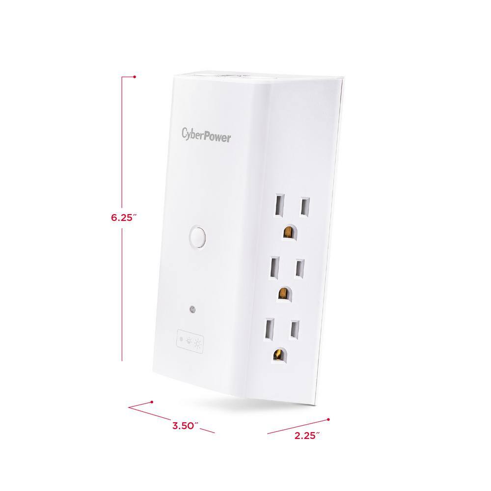 CyberPower 6-Outlet Surge Protector USB-A USB-C Wall Tap P6WUCL