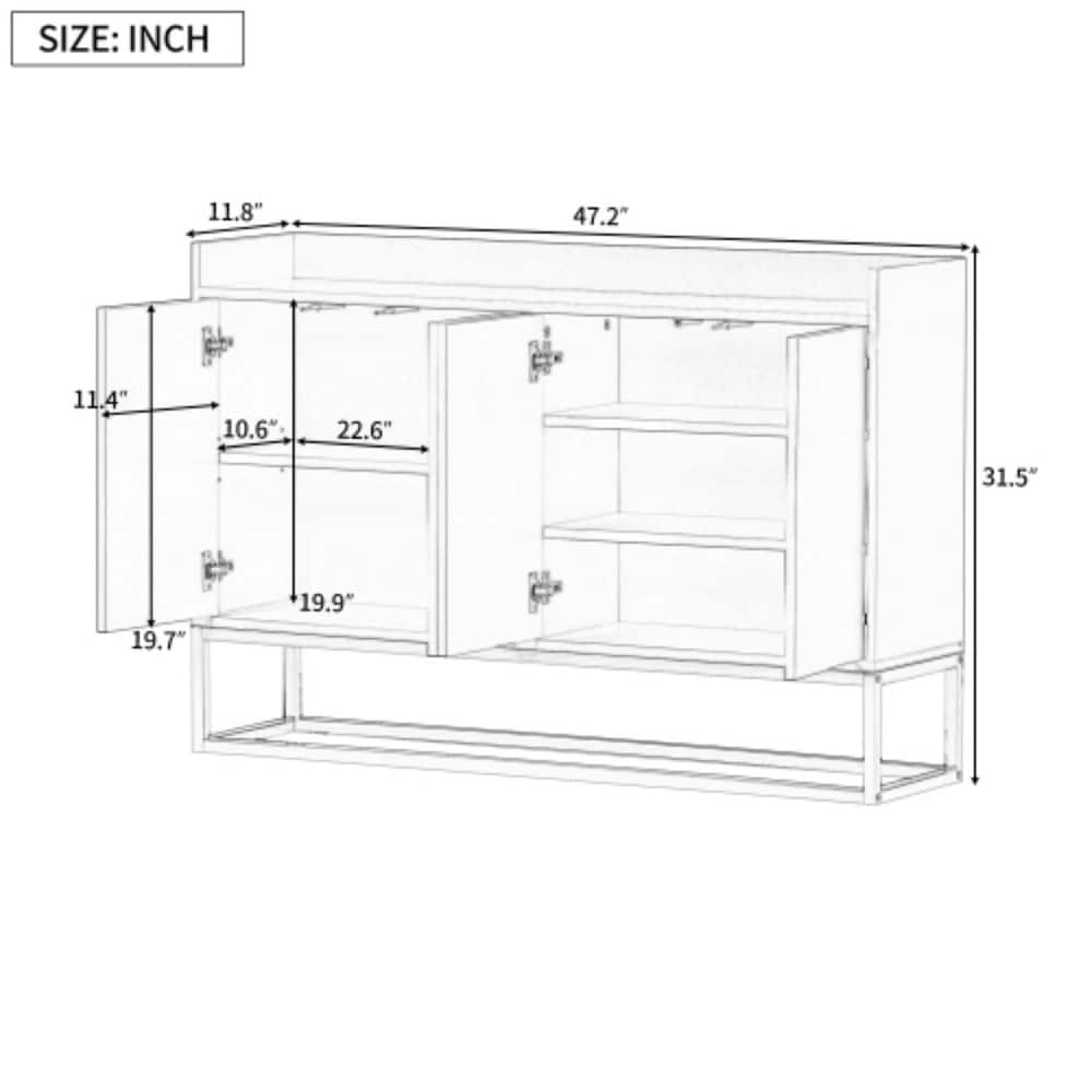 Modern Glam 4 Doors Storage Sideboard Accent Buffet Cabinet for Dining Room  Kitchen