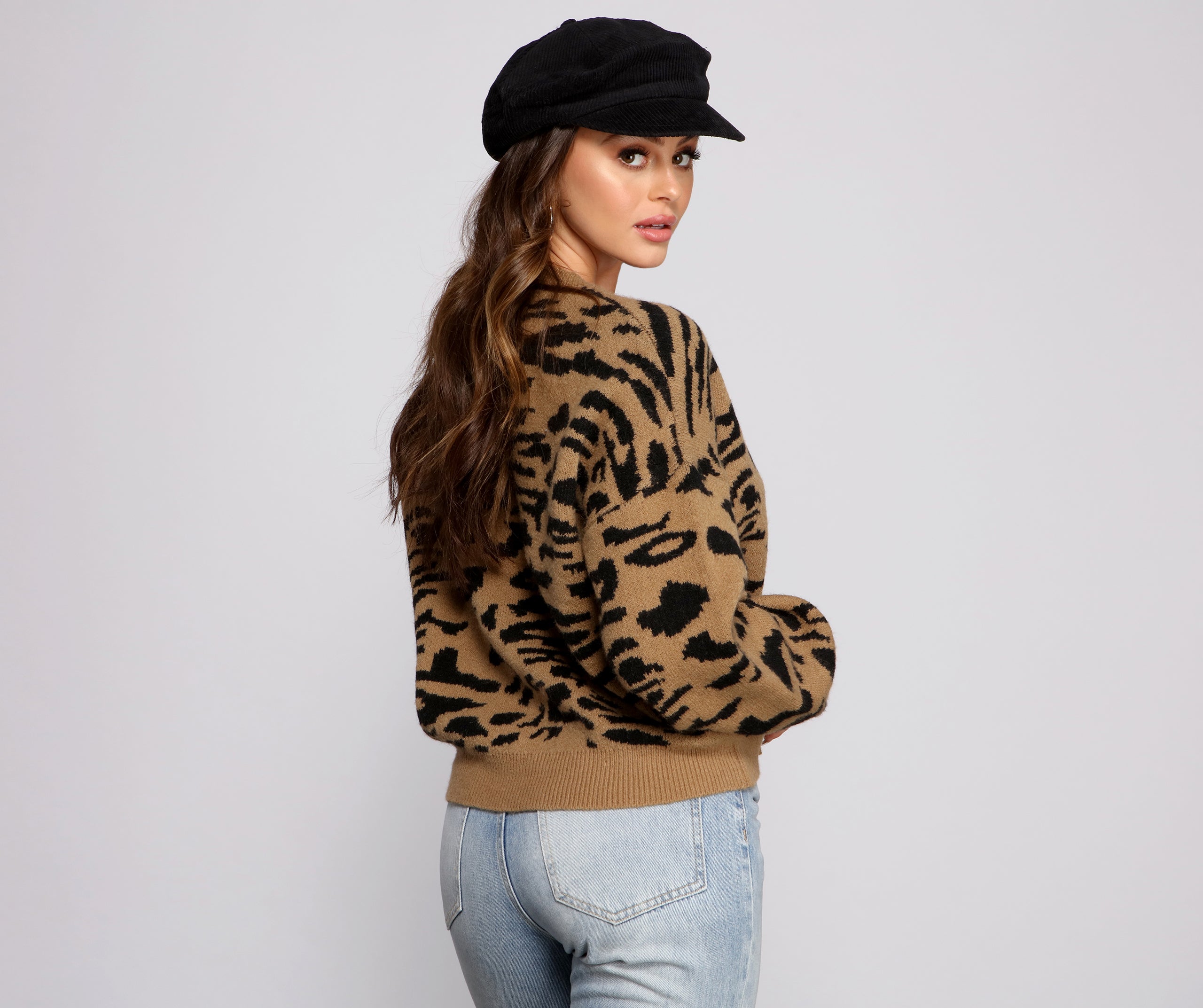 Leopard Print Crew Neck Sweater