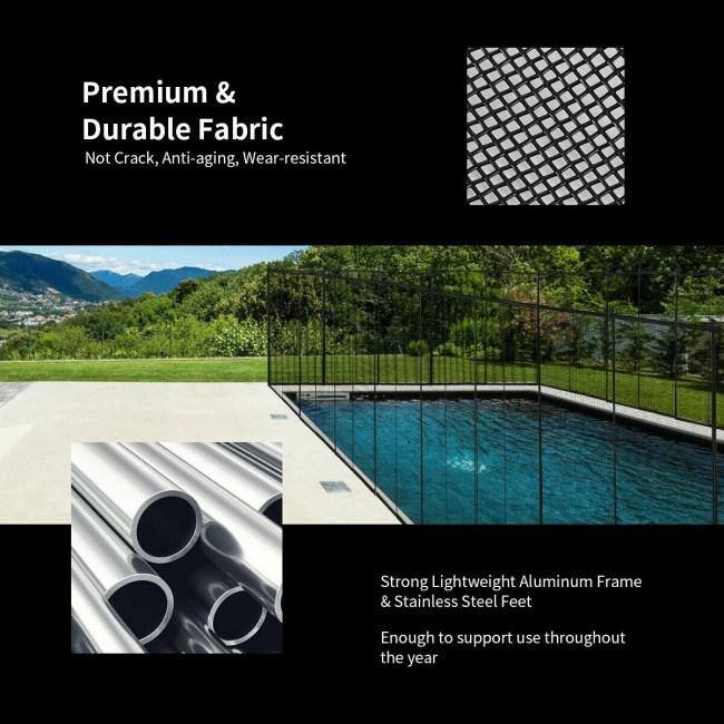 Afoxsos 12 ft. L x 4 ft. H Black Outdoor Pool 1000D Textilene Fabric Fence with Section Kit for Swimming Pool and Patio HDDB856