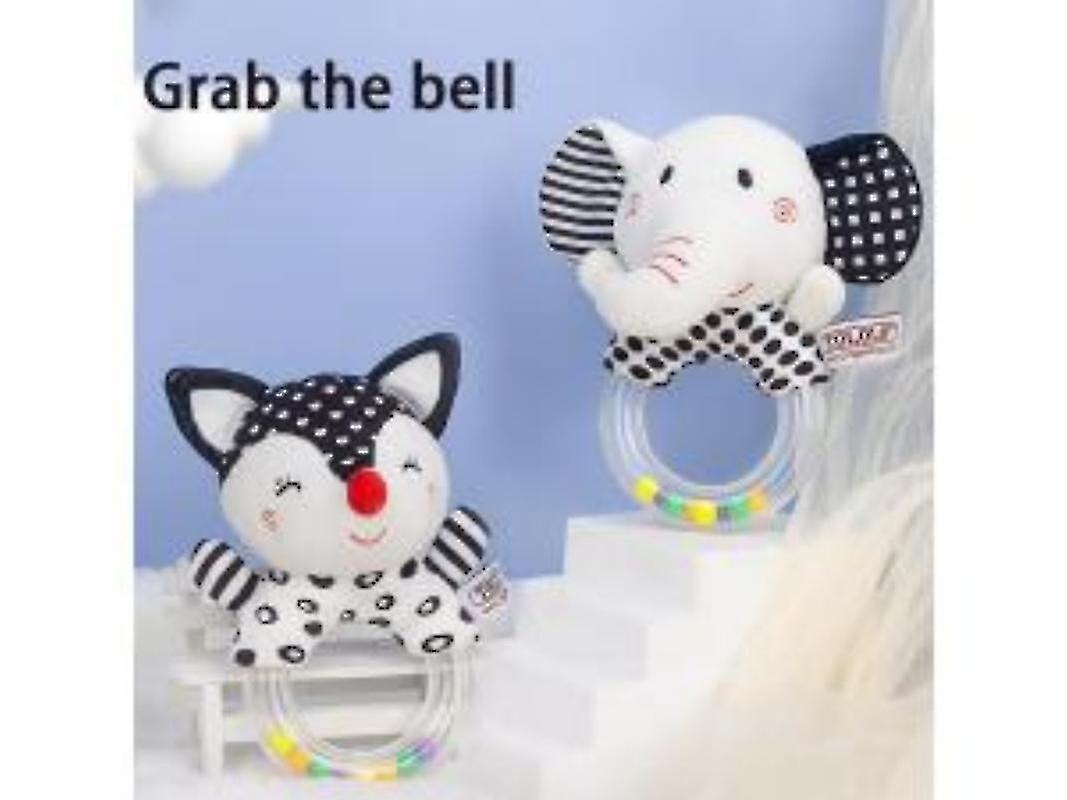 Newborn Baby Soft Rattles Sensory Toys High Contrast Black And White Handheld Rattle Plush Toy Gift