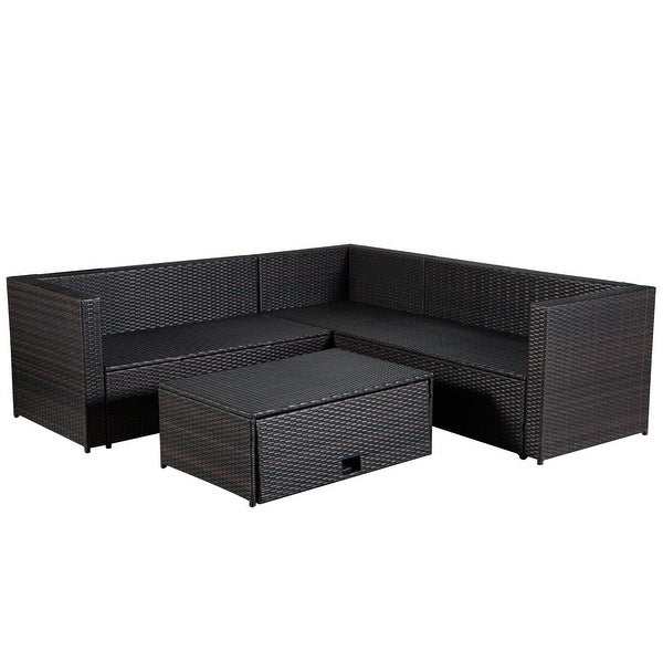 4-Piece Patio Set Rattan 2 Pillows Sectional Option Sofa Sets - Overstock - 35313170