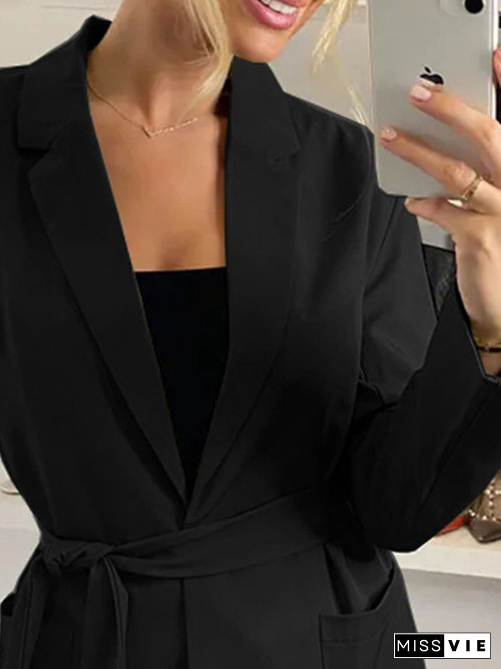 Autumn Elegant Women's Blazer Jacket Winter Blazer Female Office Black Fashion Waist Slimming Belt Jacket Women Casual Coat