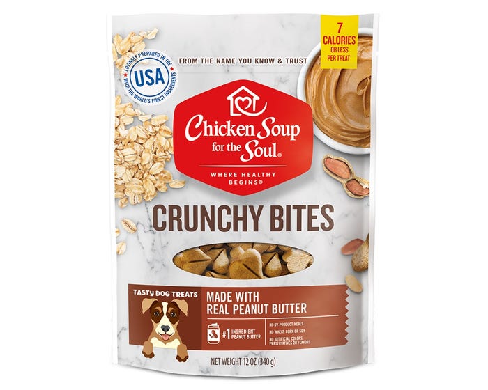 Chicken Soup For The Soul Crunchy Bites Biscuit Dog Treats， Peanut Butter， 12 oz. Bag