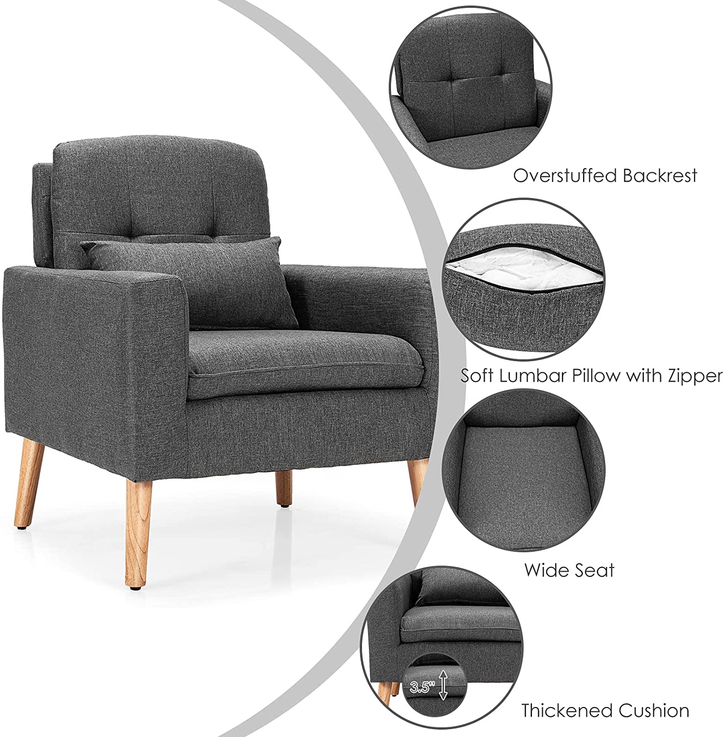 Giantex Modern Leisure Chair for Living Room Bedroom Office