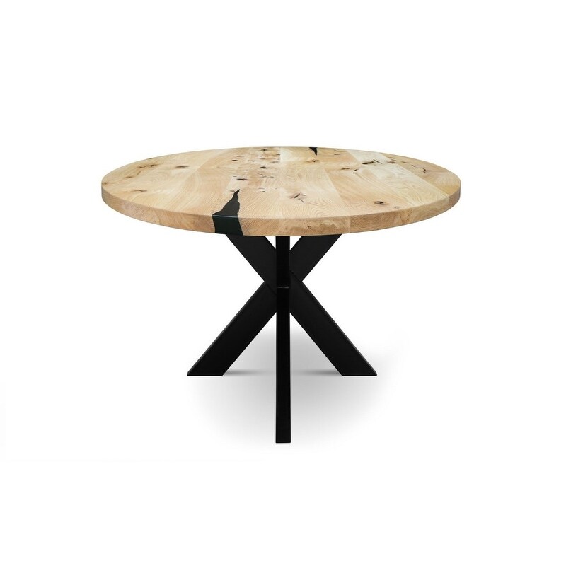 RONDA XM Solid Wood Dining Table   Natural Oak/Industrial Black