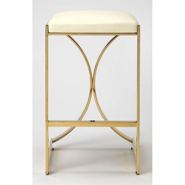 Offex Natalya Backless Counter Stool w/ Plush Faux Leather Seat - Gold - 14