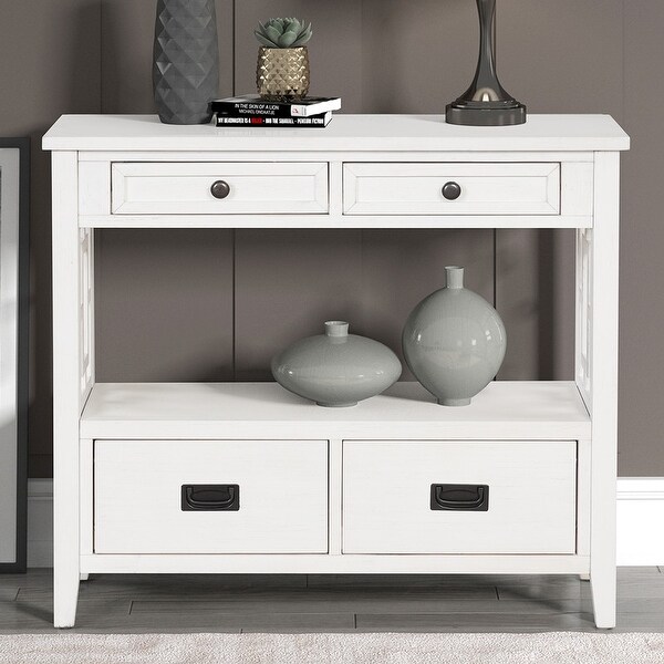 Console Table with 4 Drawers and 1 Storage Shelf for Living Room