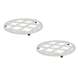 Home Basics Lattice Collection Cast Iron White Trivet (Set of 2) HDC65384-2Pack