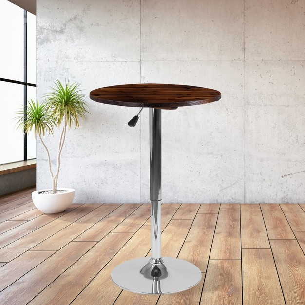 Flash Furniture 23 5 x27 x27 Round Adjustable Height Rustic Pine Wood Table adjustable Range 26 25 x27 x27 35 5 x27 x27