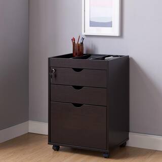 Furniture of America Sabant Espresso Mobile Decorative Vertical File Cabinet With Locking Drawers IDI-212853