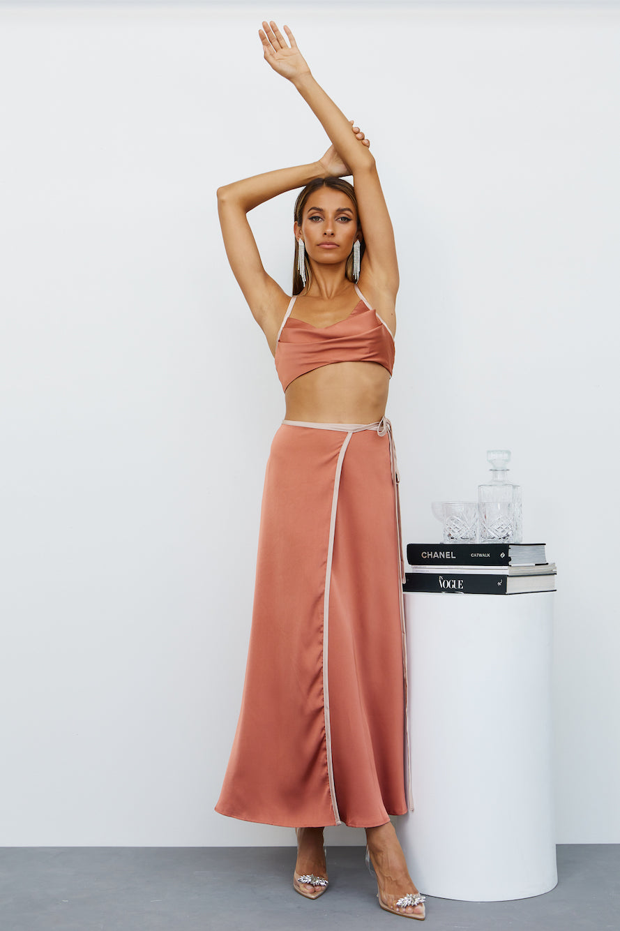 No More Waiting Maxi Skirt Bronze