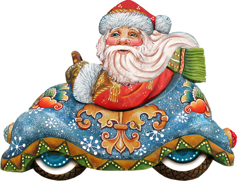 Blue Speedy Delivery Santa Scenic Decorative Ornament   Traditional   Christmas Ornaments   by G. DeBrekht  Houzz