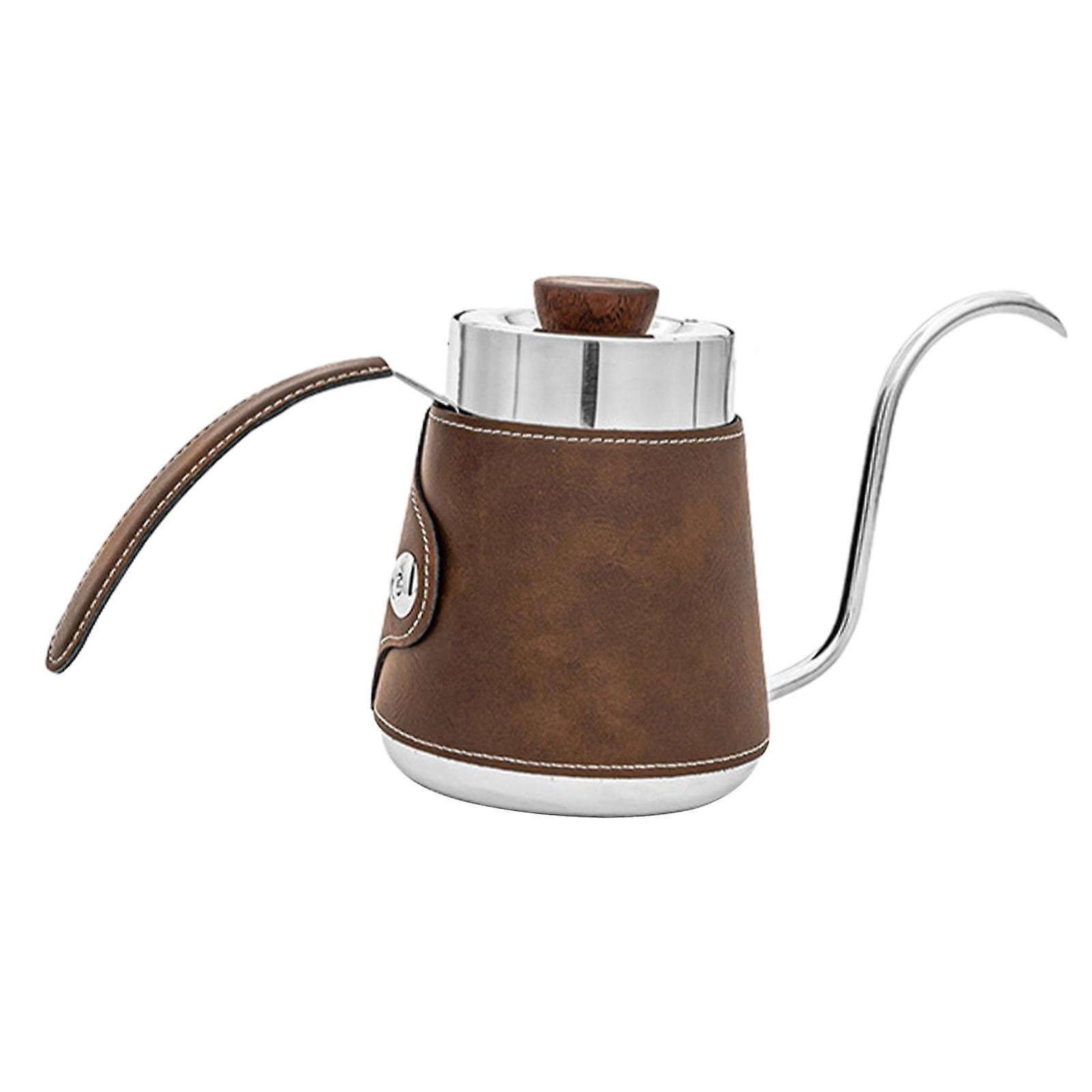 Pour Over Drip Pot 600ml Gooseneck Coffee Kettle For Hotel Entertain Camping Brown