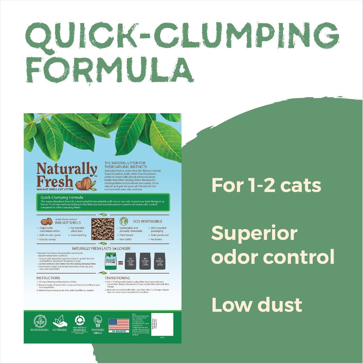 Naturally Fresh Quick Clumping Unscented Cat Litter， 40-lb bag