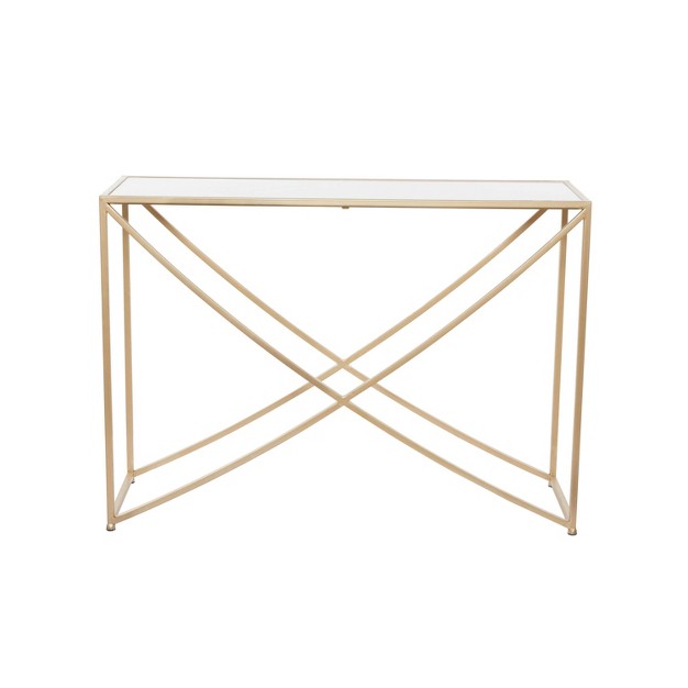 Contemporary Metal X Console Table Small Gold Olivia amp May