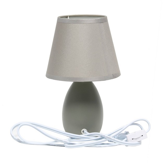 Petite Ceramic Oblong Bedside Table Desk Lamp With Matching Tapered Drum Shade Creekwood Home