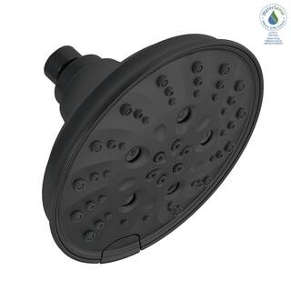 Delta Pivotal 5-Spray Patterns 1.75 GPM 6 in. Wall Mount Fixed Shower Head with H2Okinetic in Matte Black 52669-BL