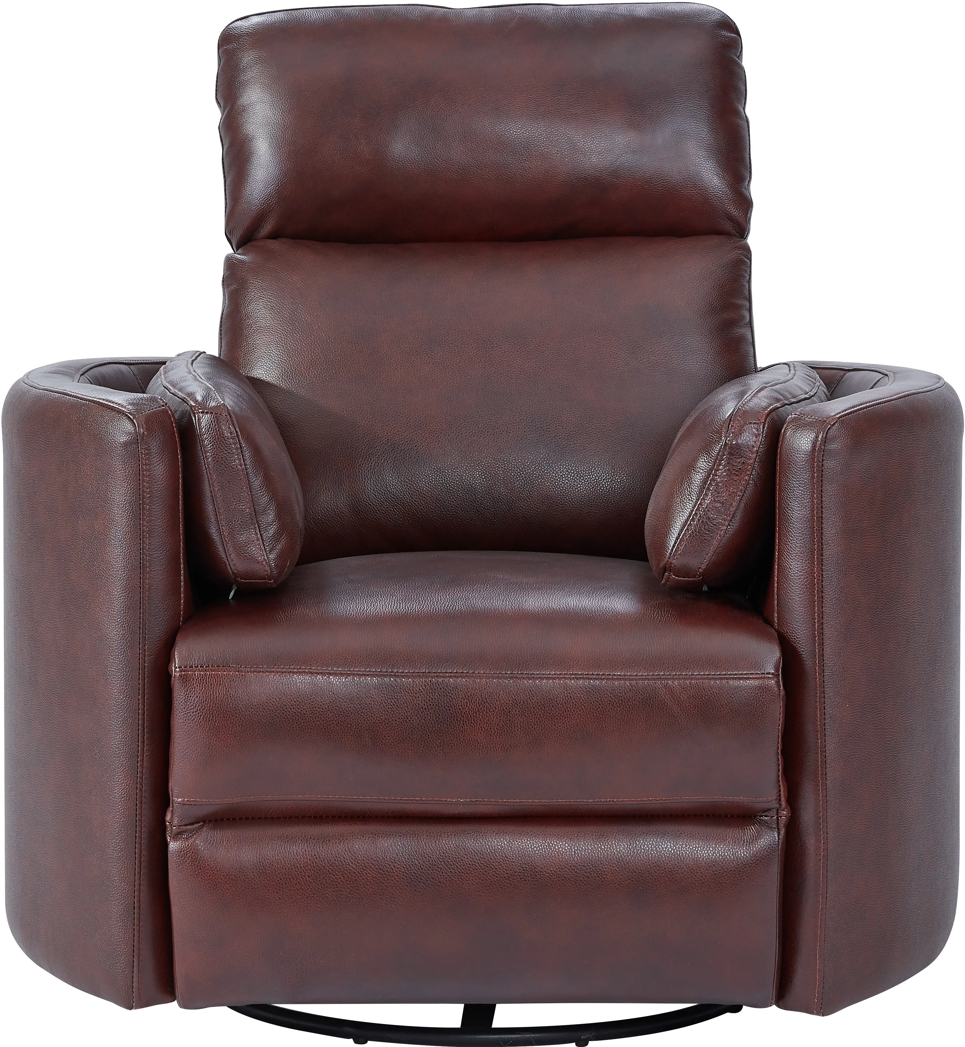 Mads Burgundy Leather-Match Power Glider Swivel Recliner