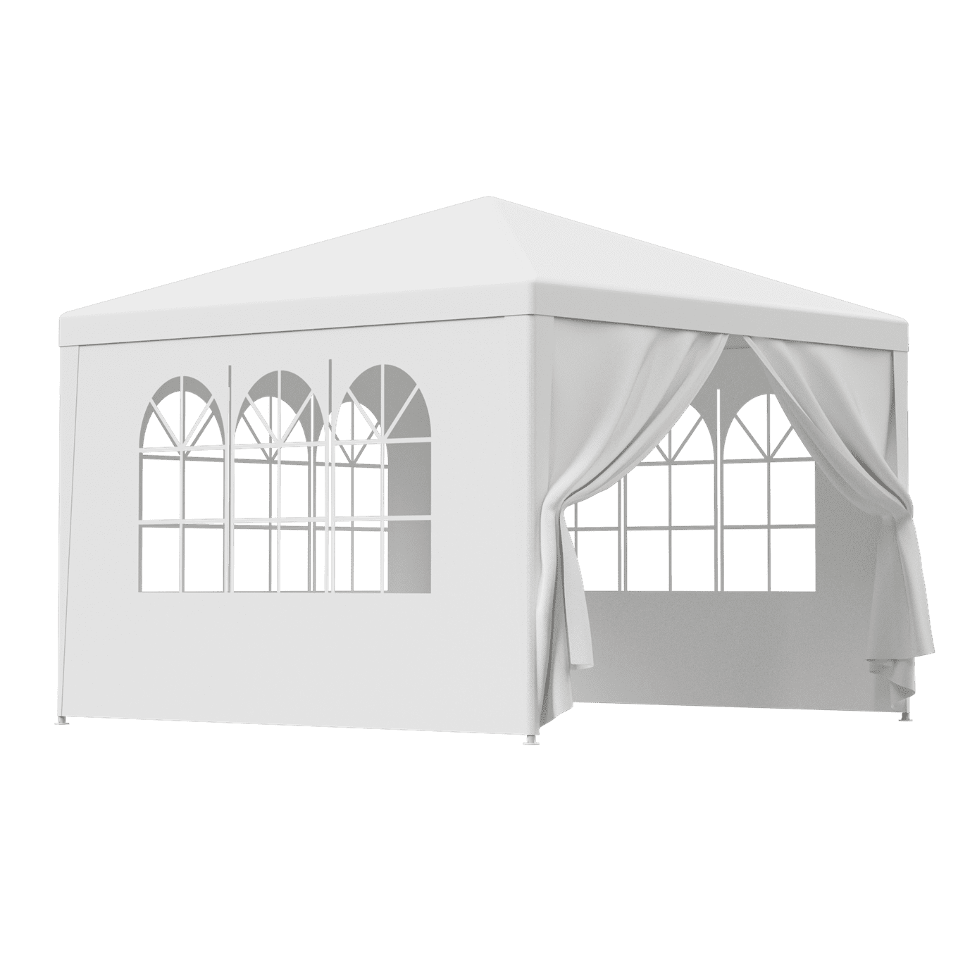 Outdoor Wedding Party Tent Waterproof Gazebo Canopy White - 2 x Walls w/Windows + 2 x Solid Walls, 10 x 10'