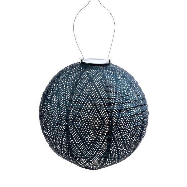 Round LED Lighted Ikat Lantern