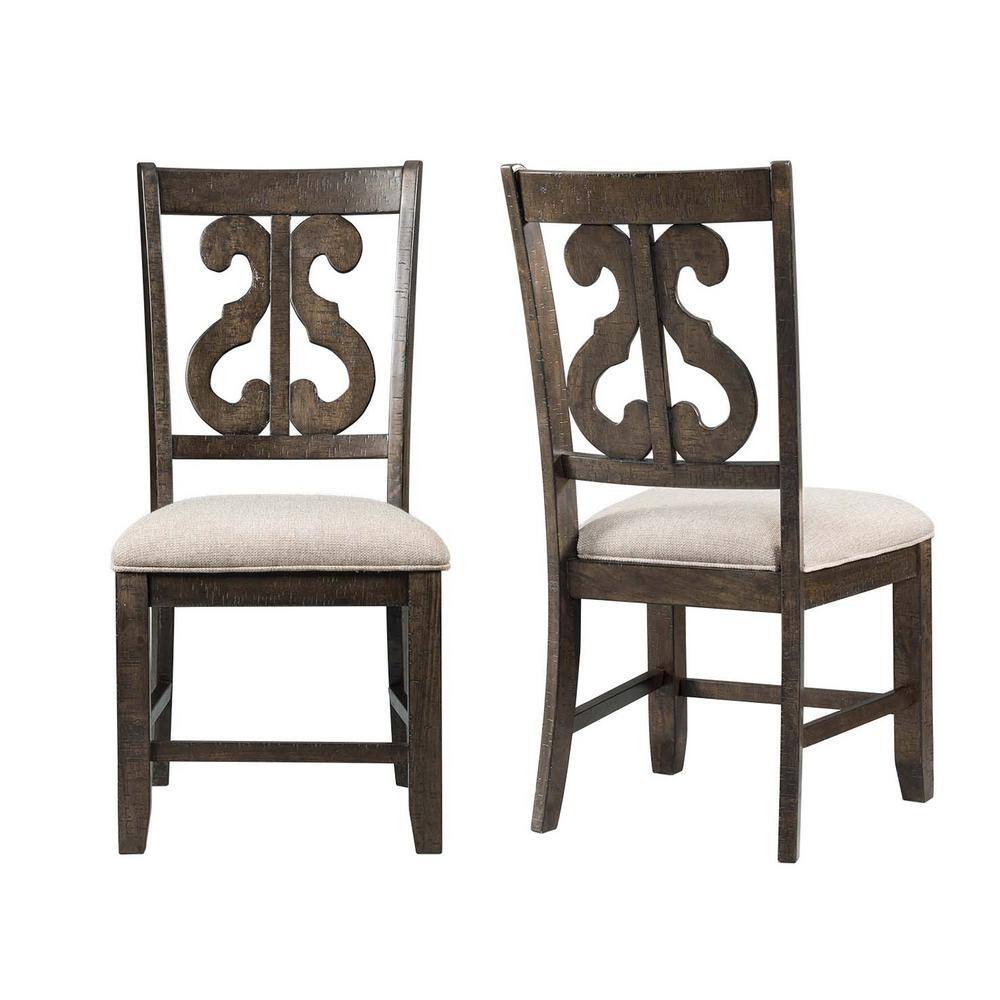 Stanford Wooden Swirl Smokey Walnut Back Side Chair Set DST150SC