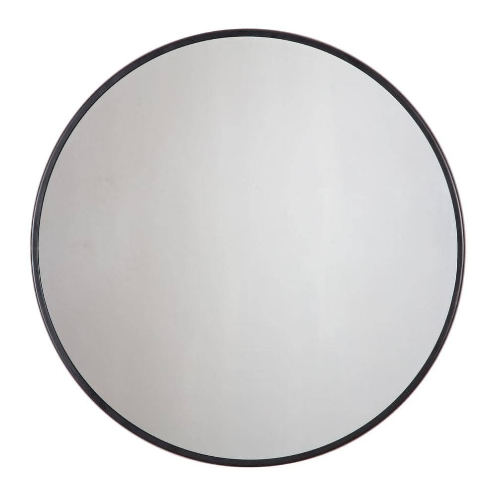 Habitat 30 in. x 30 in. Modern Round Framed Adelina Black Circular Accent Mirror MR3719W