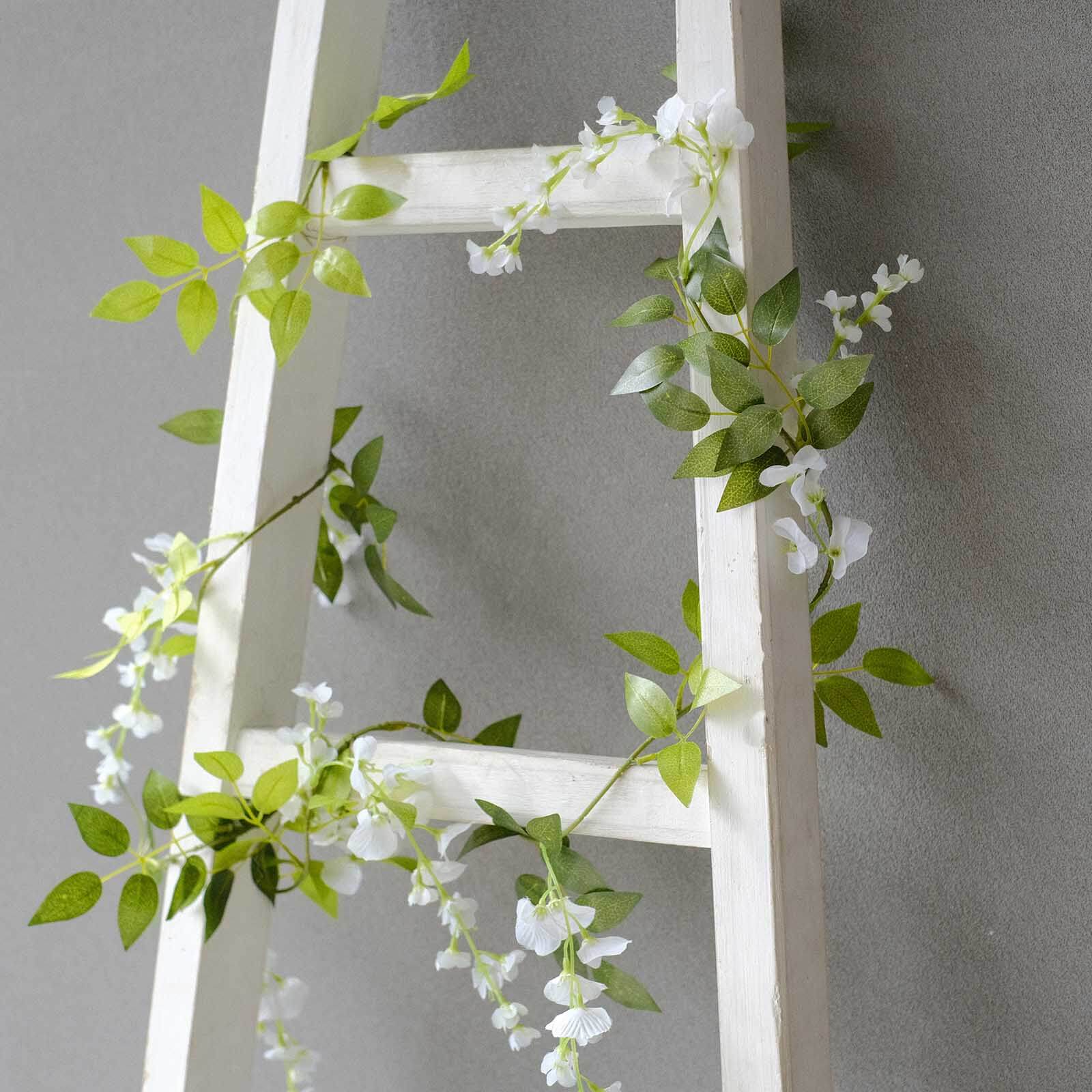 2 Pack White Silk Wisteria Flower Garland Hanging Vines, Artificial Floral Garland Wedding Arch Decor - 6ft