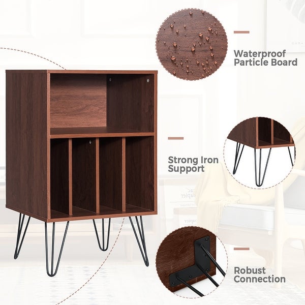 End Table Free Standing Record Player Stand Turntable Storage Cabinet