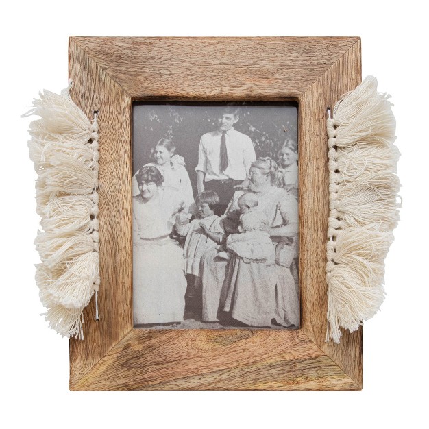 5x7 Inches White Wood Cotton amp Glass Photo Frame Foreside Home amp Garden