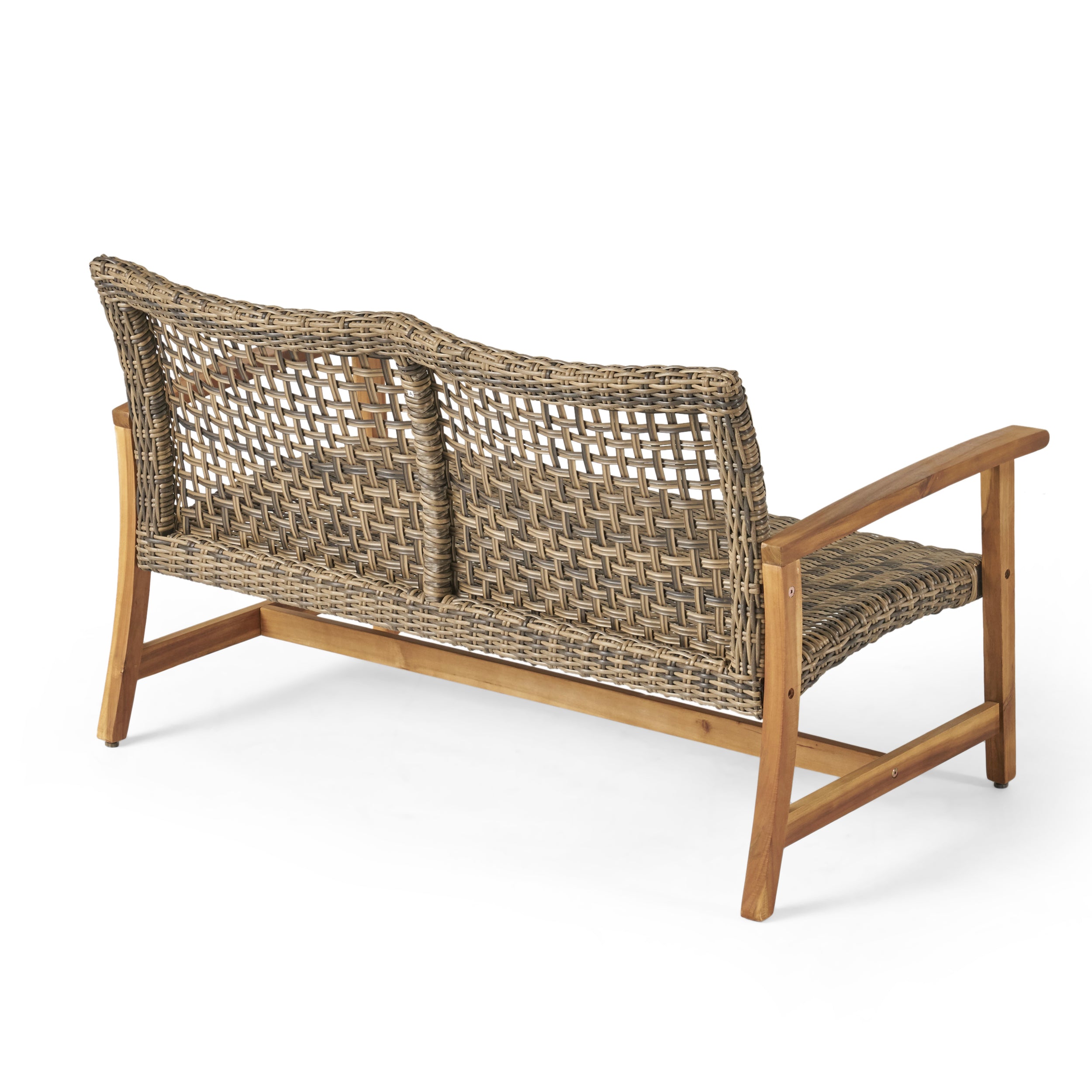 Levant Outdoor Wood and Wicker Loveseat