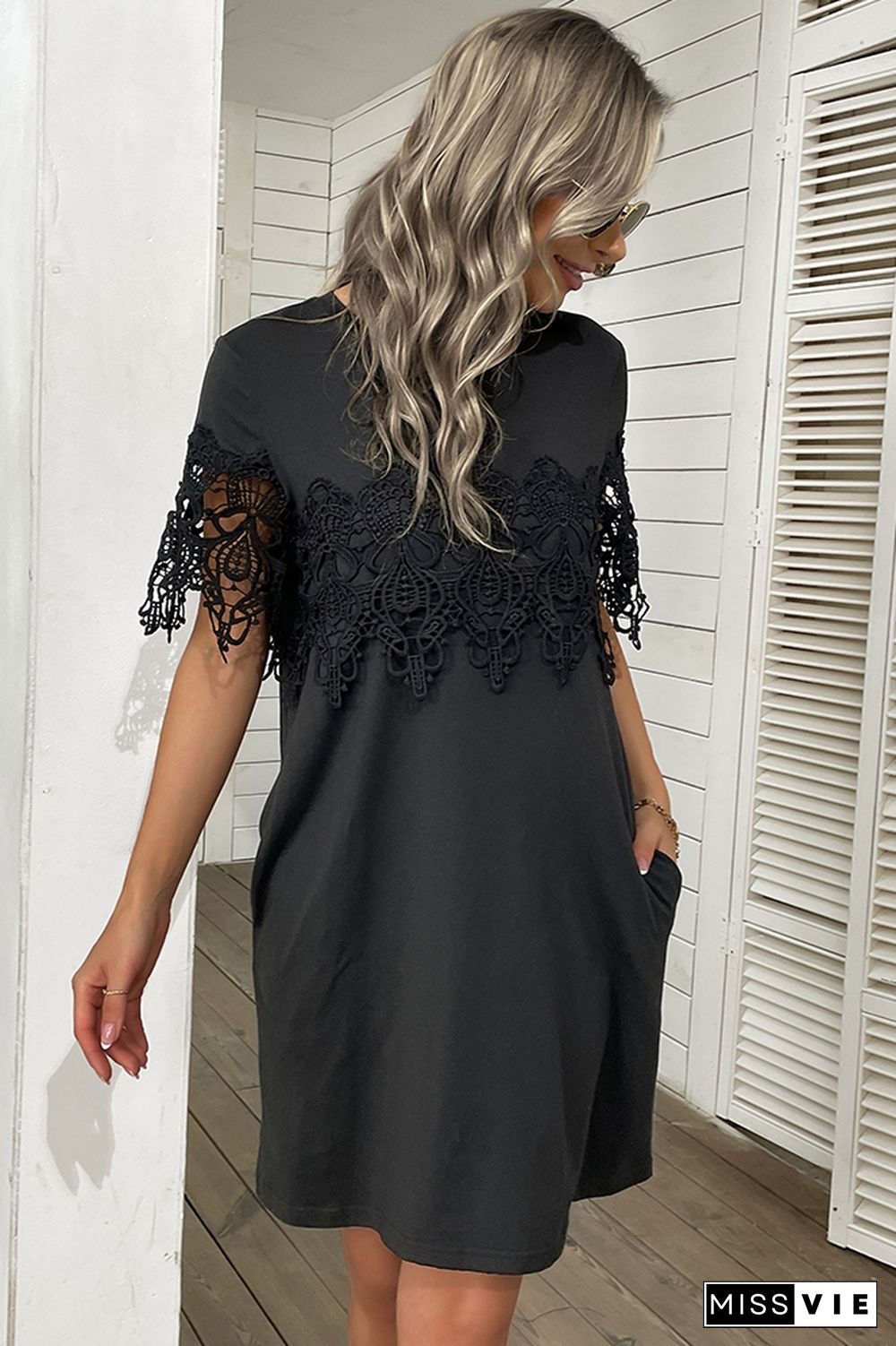 Black Loose Lace Dress Wholesale