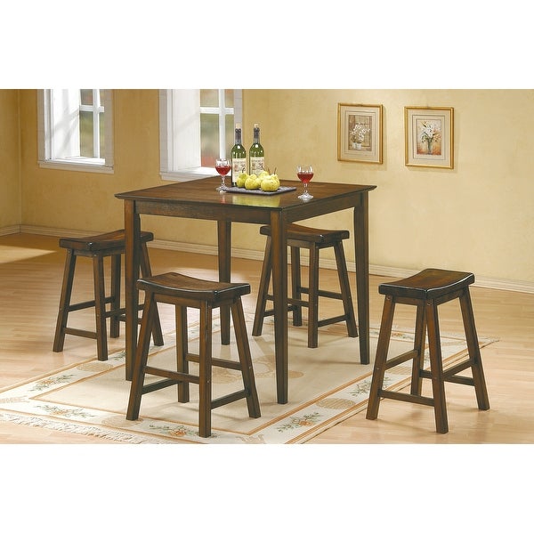 Black Finish 18-inch Height Saddle Seat Stools Set of 2pc Solid Wood