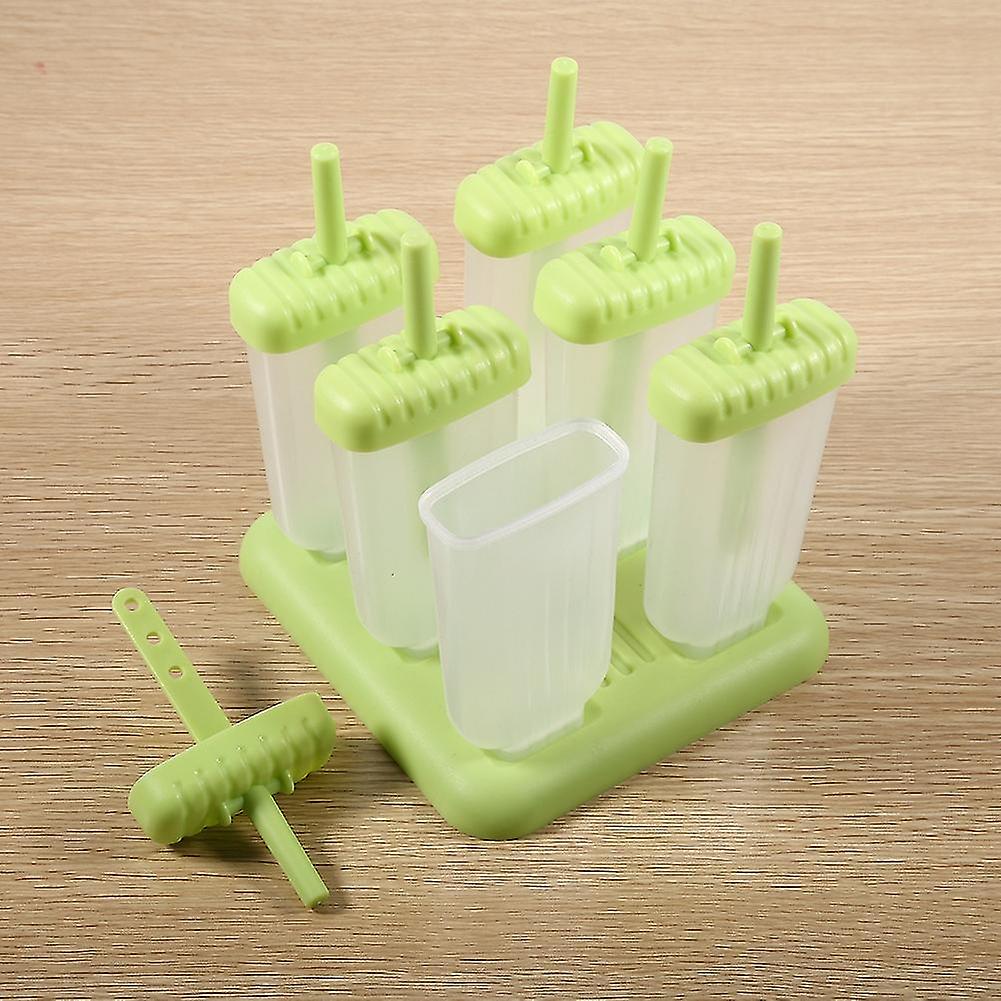 1Set Juice Frozen Mold 6 Cups Shape Plastic Ice Cream Cube Tray #Green Popsicle Shape