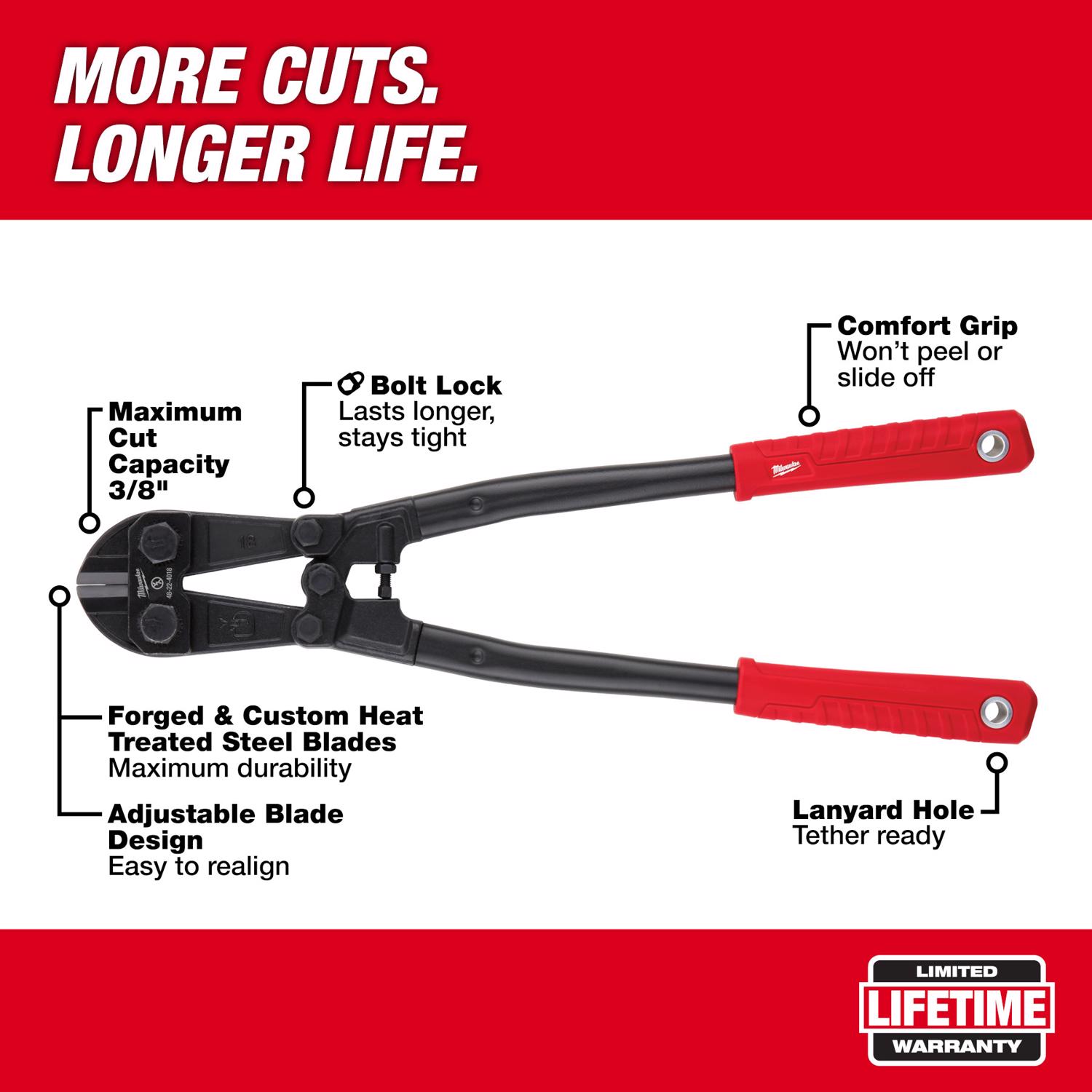 MW 18 in. Bolt Cutter Black/Red 1 pk