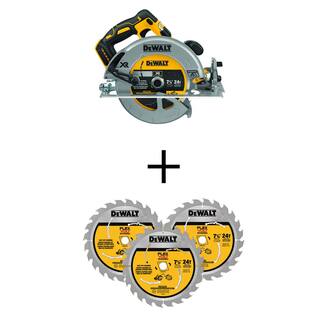 DW 20V MAX XR Cordless Brushless 7-14 in. Circular Saw (Tool Only)  FLEXVOLT 7-14 in. 24 Tooth Circ Saw Blades (3 Pack) DCS570BWFV37243