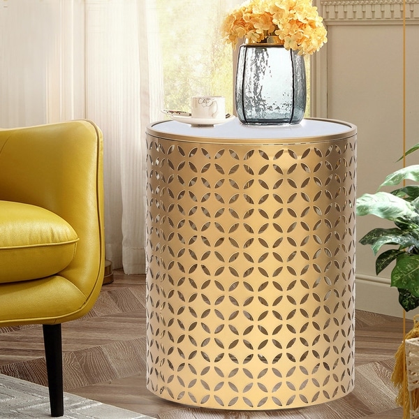 ADECO Metal End Tables Set of 2 Gold Nesting Side Coffee Table