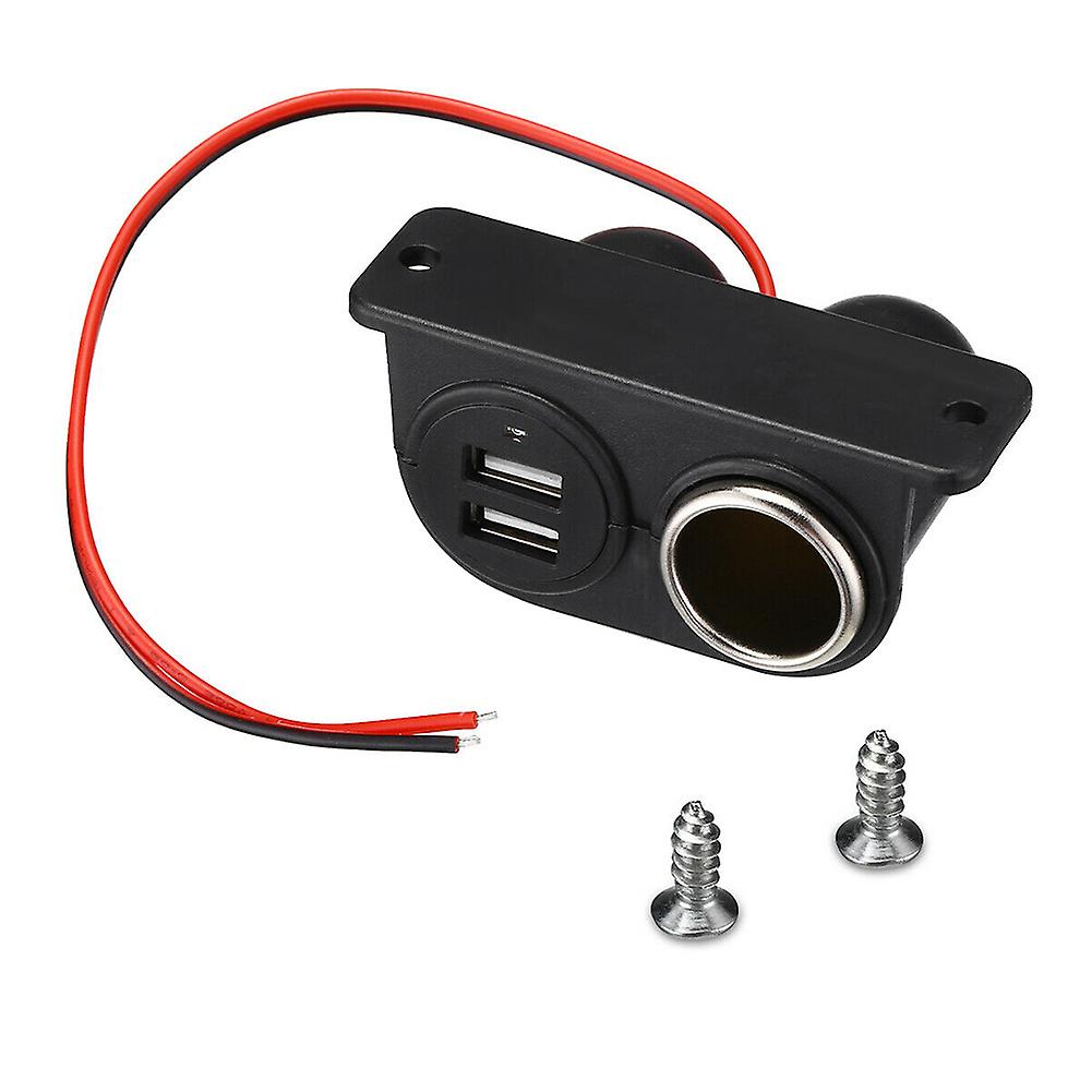 Car Cigarette Lighter Socket Splitter Dual Usb Charger Power Adapter Socket 12v