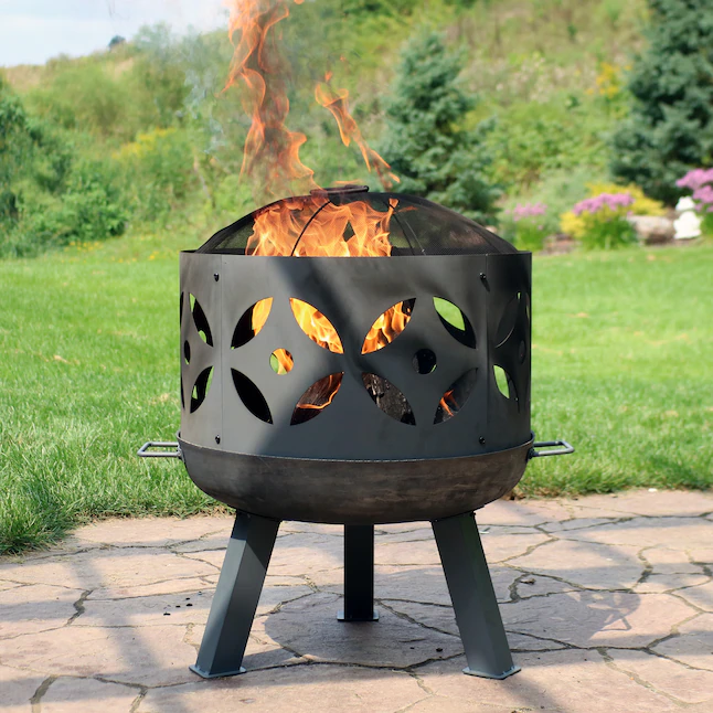 Sunnydaze Decor RCM-LG561N 26.5-in W Gray Cast Iron Wood-Burning Fire Pit