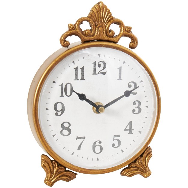 Metal Scroll Antique Style Clock Gold Olivia amp May