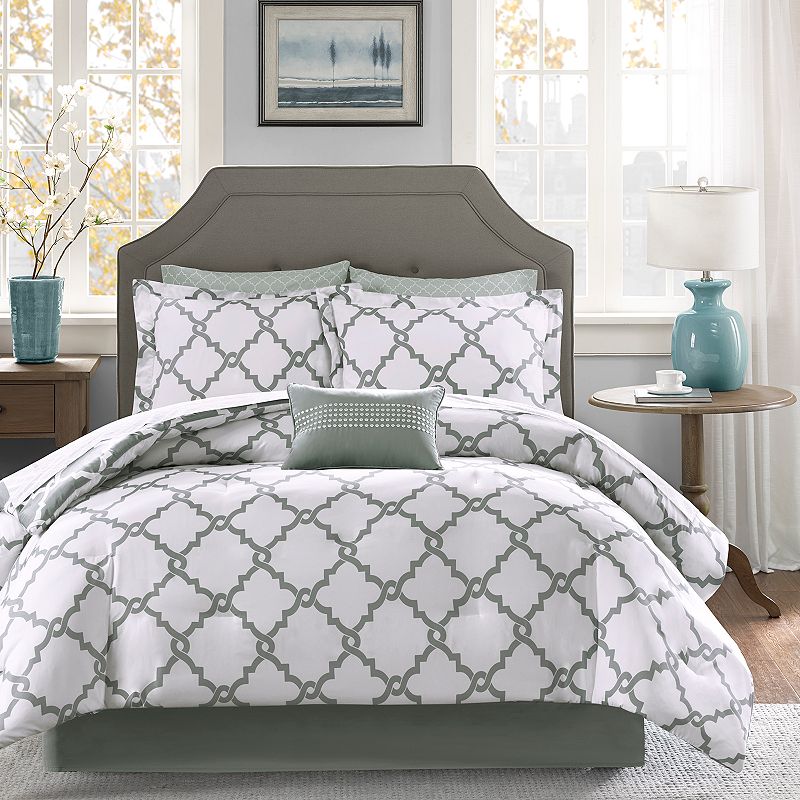 Madison Park Essentials Almaden Reversible Comforter Set with Cotton Sheets and Throw Pillow