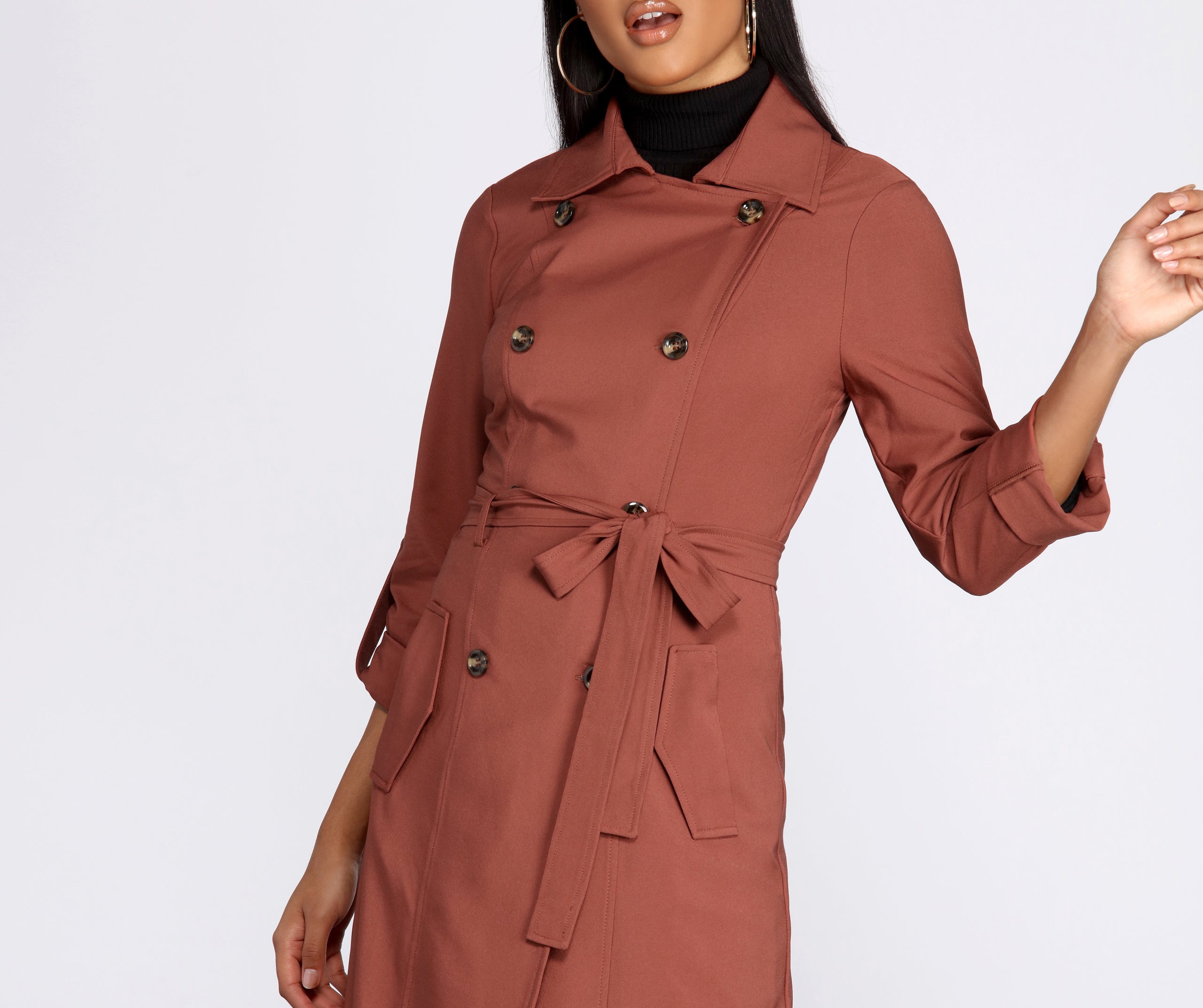 Double Trouble Long Trench Coat