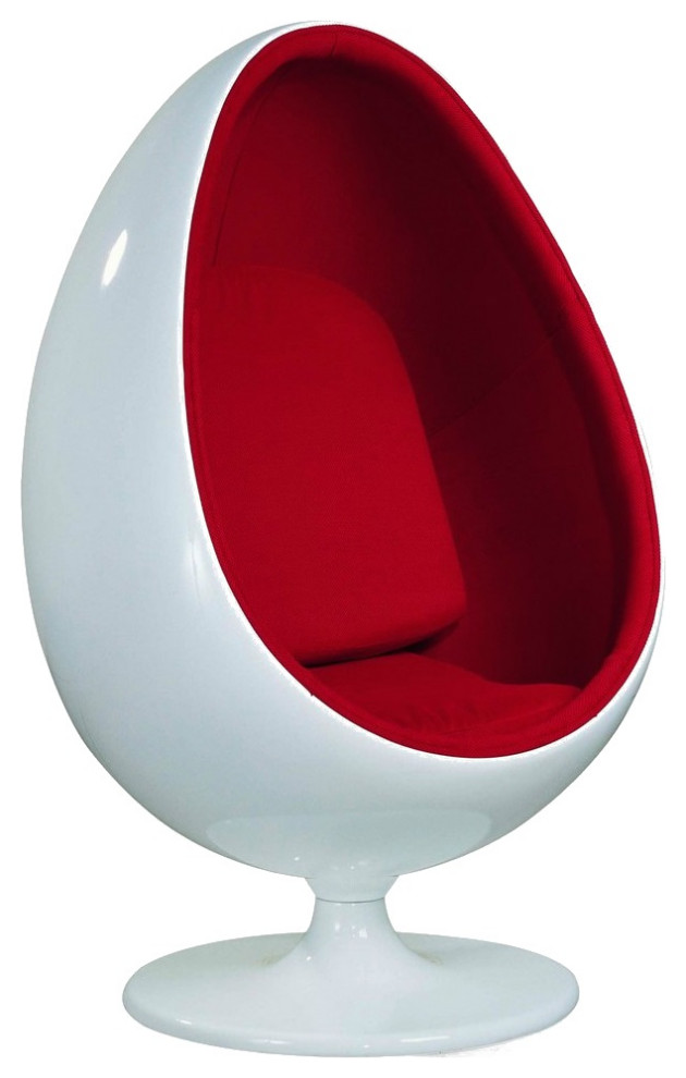 Oval Ball Chair White Red   Midcentury   Armchairs And Accent Chairs   by HomeCraftDecor  Houzz