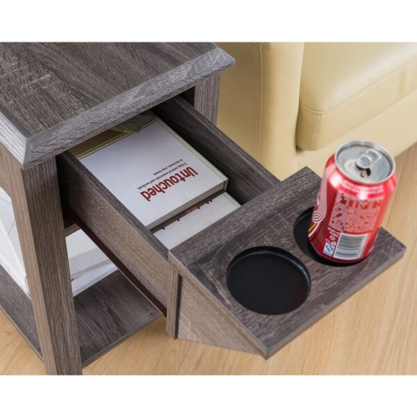 SINTECHNO S-ID161582 Side Table Storage Drawer and Cup Holders