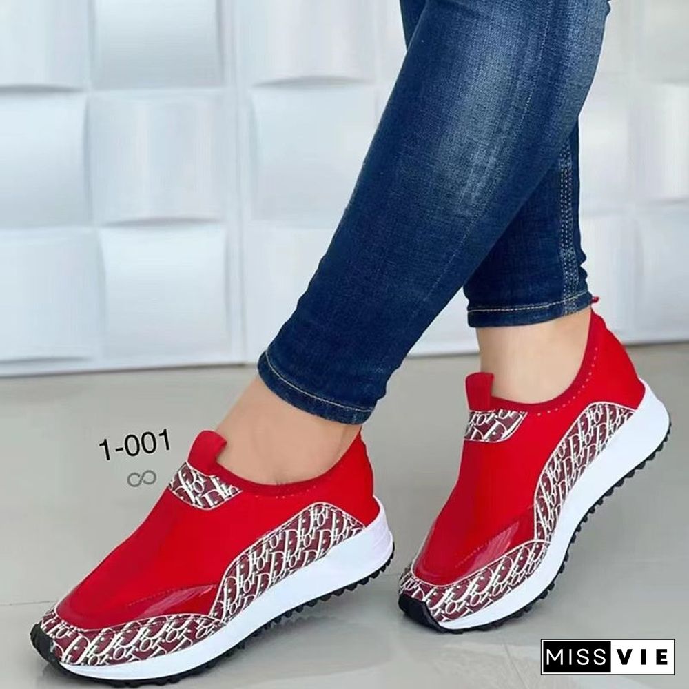 Women'Casual PU Floral Printed Sneakers