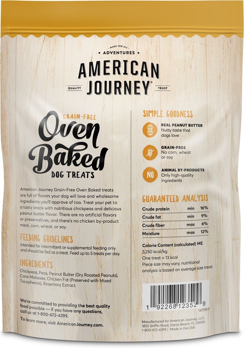 American Journey Peanut Butter Recipe Grain-Free Oven Baked Crunchy Biscuit Dog Treats