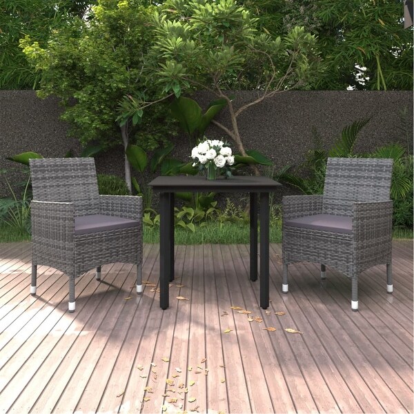 vidaXL Patio Dining Set Outdoor Table and Chair Set Poly Rattan and Glass