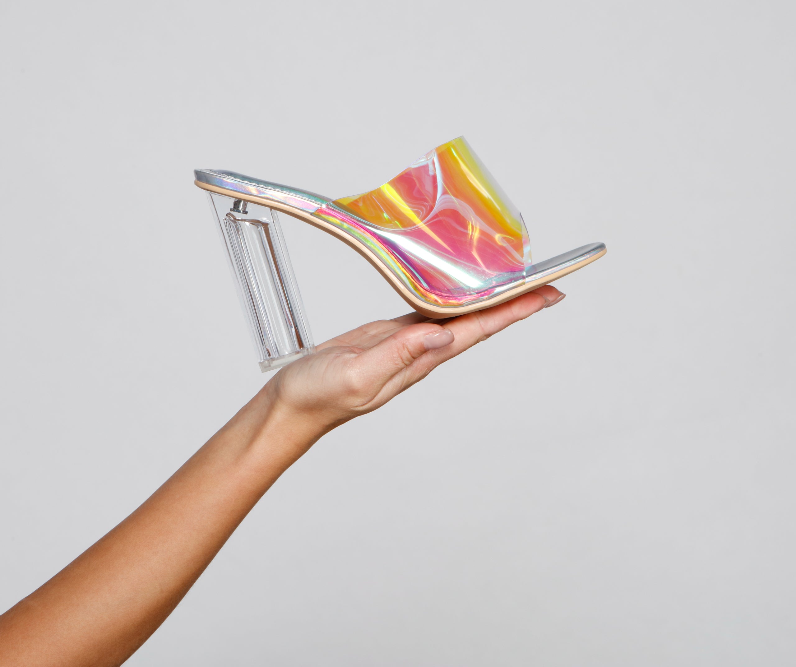 Get That Glow Clear Heel Mules