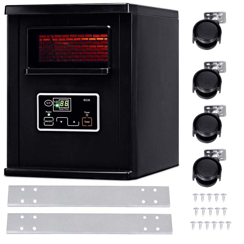 1500W Infrared Space Heater Portable Quartz Mini Electric Heater with Remote Control, Timer & Filter